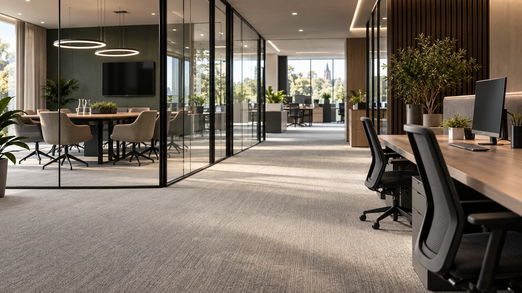 Contract carpet fitted across an open plan office